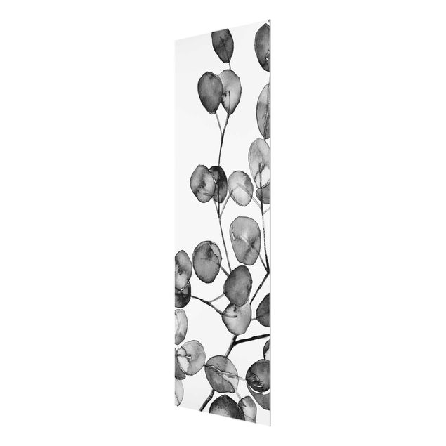 Wanddeko Treppenhaus Schwarz Weiß Aquarell Eukalyptuszweig