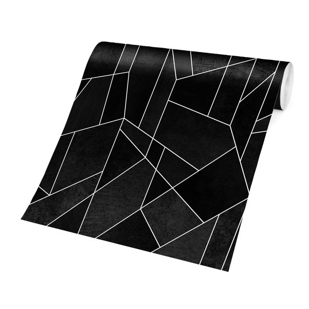 Wanddeko Esszimmer Schwarz Weiß Geometrie Aquarell