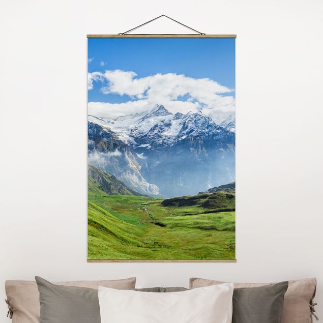 Wanddeko Wohnzimmer Schweizer Alpenpanorama