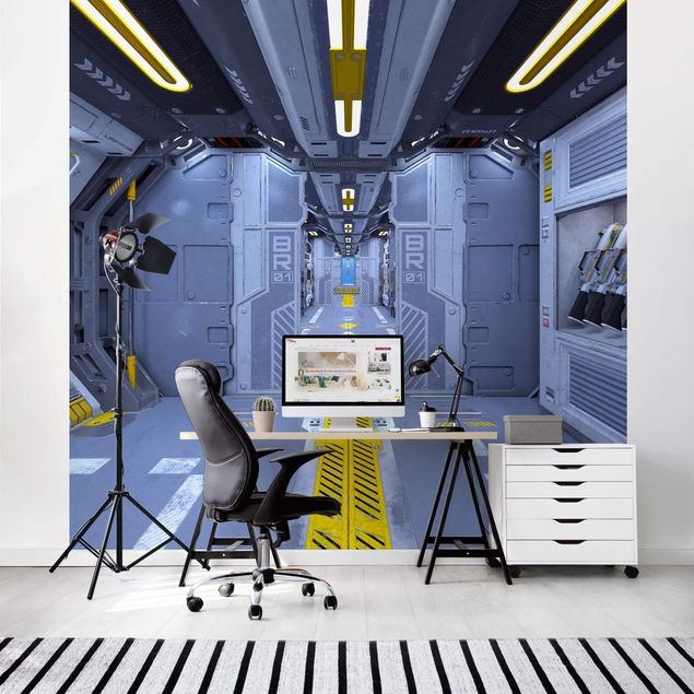 Wanddeko grau Sci-Fi Raumschiff Innenraum