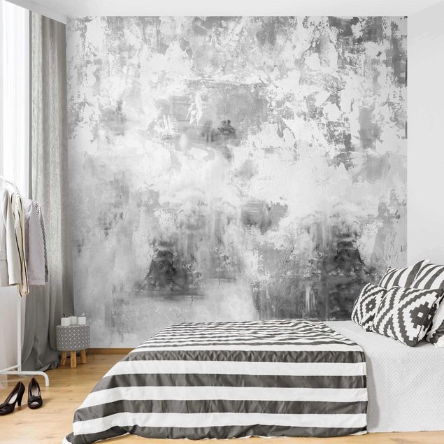 Wanddeko Schlafzimmer Shabby Betonwand Putz Grau
