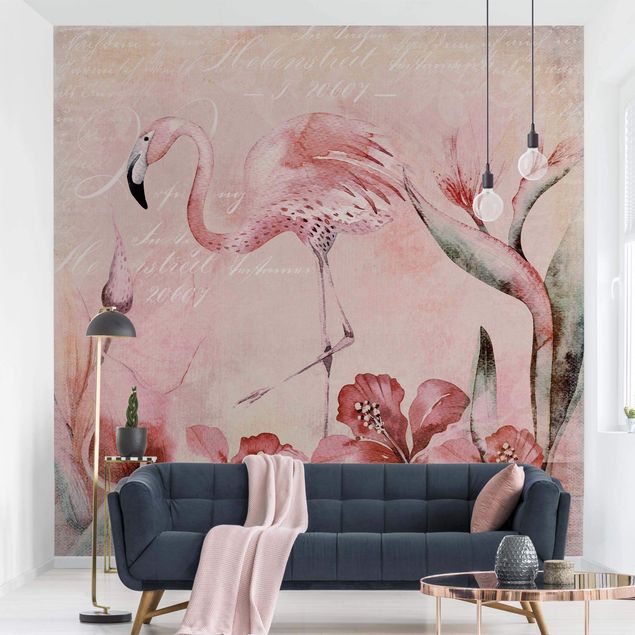 Wohndeko Blume Shabby Chic Collage - Flamingo