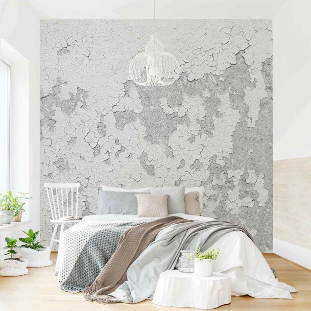Wanddeko Schlafzimmer Shabby Putz in Grau