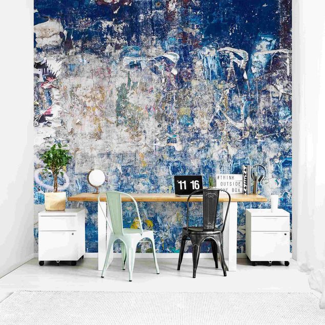 Wanddeko Wohnzimmer Shabby Wand in Blau