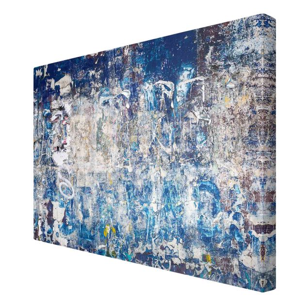 Deko Abstrakt Shabby Wand in Blau