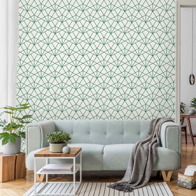 geometrische Tapete Smaragd Art Deco Muster XXL