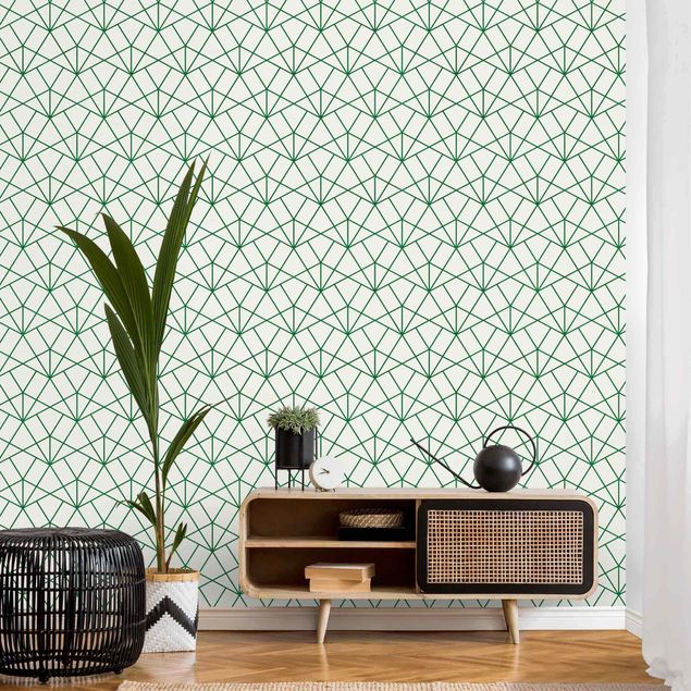 Wanddeko Schlafzimmer Smaragd Art Deco Muster XXL