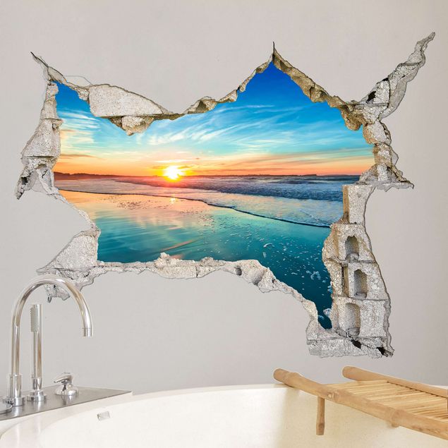 Wanddeko Schlafzimmer 3D Sonnenaufgang Meer