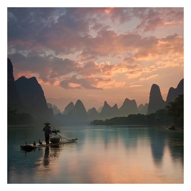 Wanddeko pastell Sonnenaufgang über chinesischem Fluss