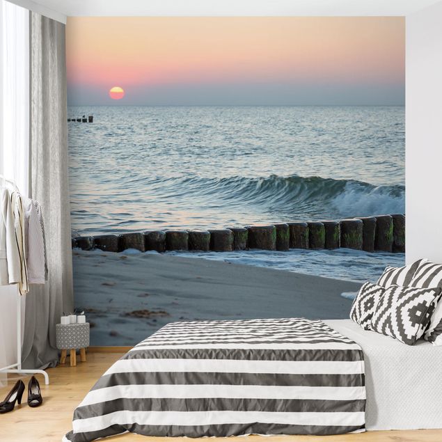 Wanddeko Wohnzimmer Sonnenuntergang am Meer