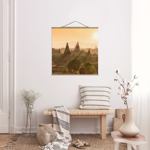 Wanddeko Wohnzimmer Sonnenuntergang über Bagan