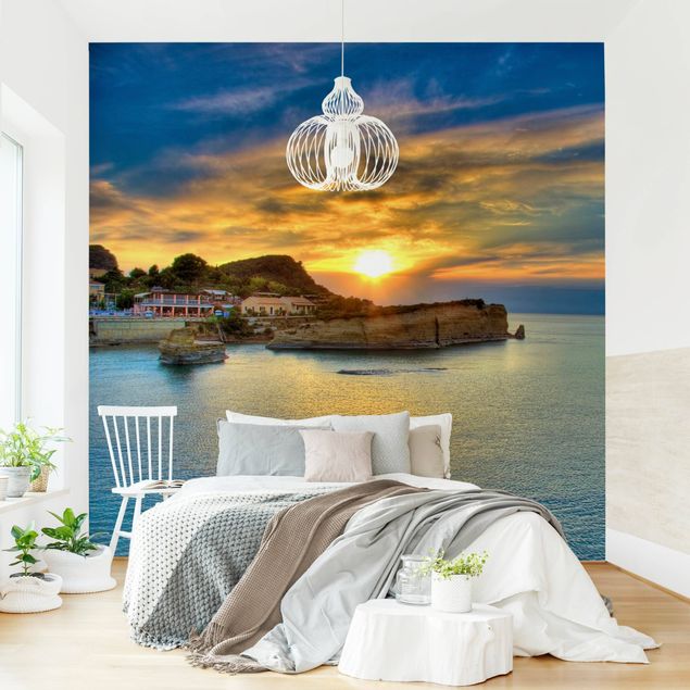 Wanddeko Wohnzimmer Sonnenuntergang über Korfu