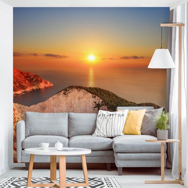 Wanddeko Wohnzimmer Sonnenuntergang über Zakynathos