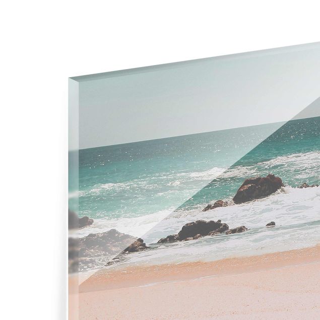 Glasbilder Karibik Sonniger Strand Mexico