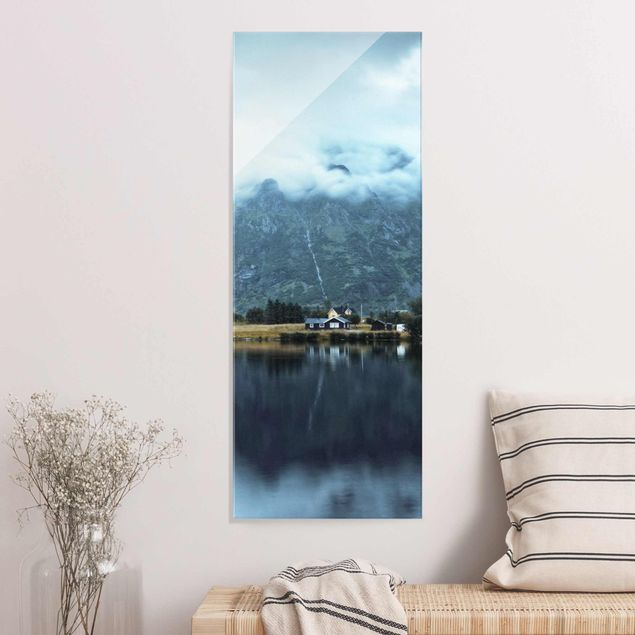 Wanddeko blau Spiegelung auf den Lofoten