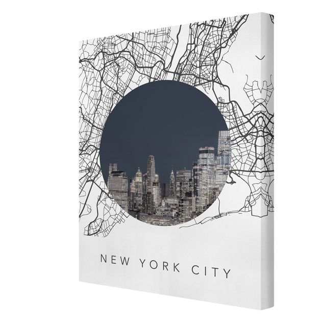 Wanddeko Esszimmer Stadtplan Collage New York City