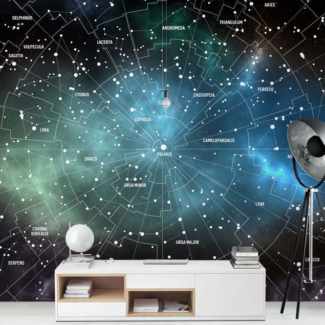 Wanddeko Schlafzimmer Sternbilder Karte Galaxienebel