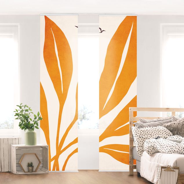 Wanddeko Büro Strahlende Blätter in Orange