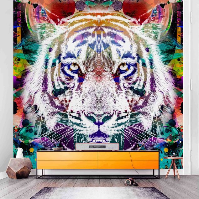 Wanddeko bunt Street Art Tiger