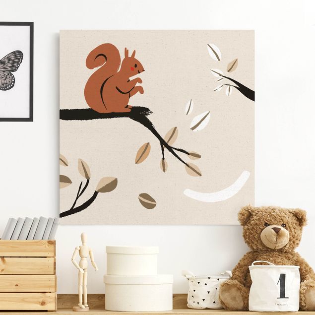Wanddeko braun Süße Tierillustration - Eichhörnchen