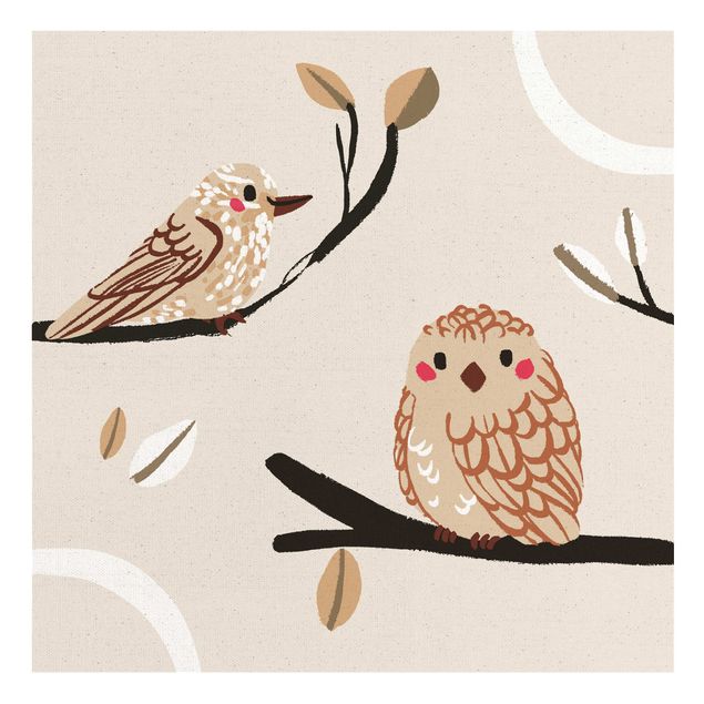 Leinwandbilder Vögel Süße Tierillustration - Vogel und Eule