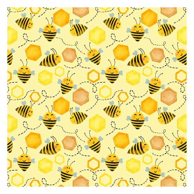Wanddeko Jungenzimmer Süßer Honig mit Bienen Illustration