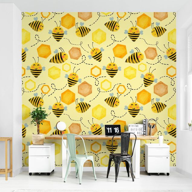 Wanddeko Büro Süßer Honig mit Bienen Illustration