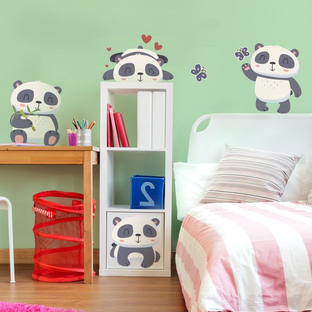 Wanddeko Babyzimmer Süßes Pandabären Set