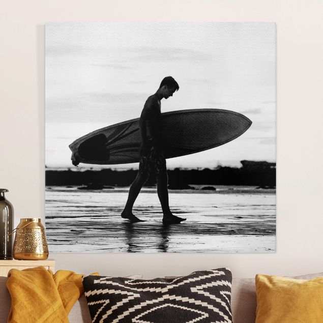 Wanddeko Wohnzimmer Surferboy im Schattenprofil