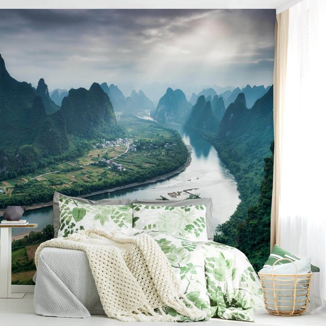 Wanddeko Wohnzimmer Talblick über den Li-Fluss