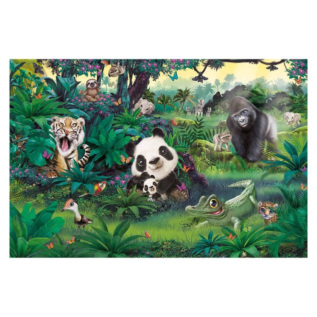 Wanddeko Babyzimmer Dschungel mit Tieren
