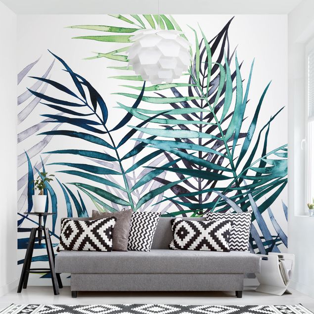 Wanddeko Wohnzimmer Exotisches Blattwerk - Palme
