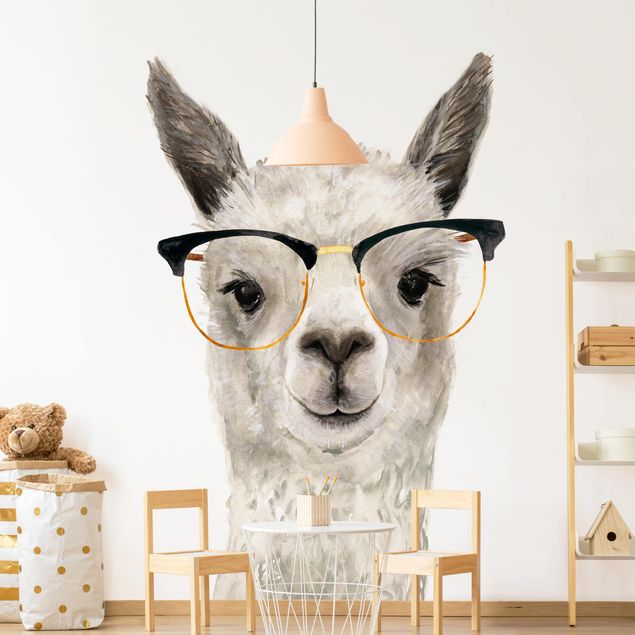 Wanddeko Wohnzimmer Hippes Lama mit Brille I