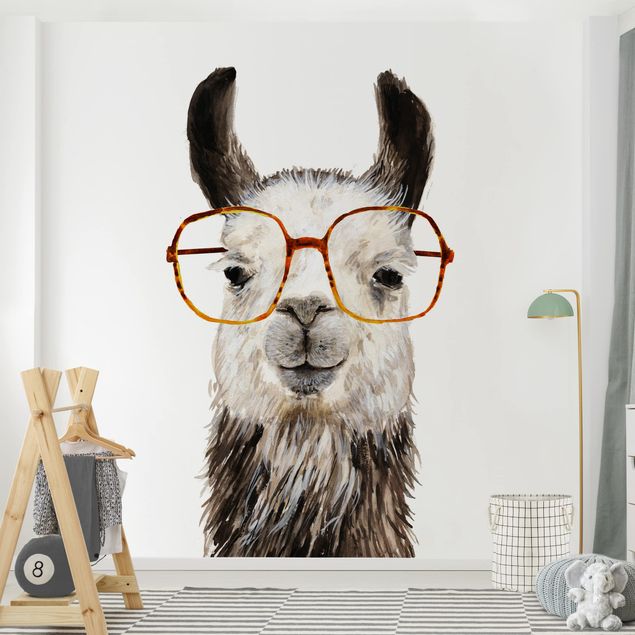 Wanddeko Schlafzimmer Hippes Lama mit Brille IV