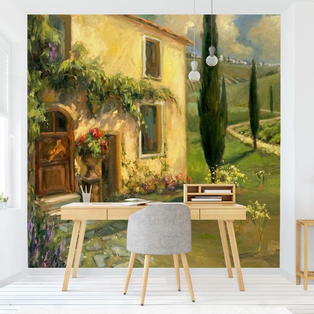Wanddeko Wohnzimmer Italienische Landschaft - Zypresse