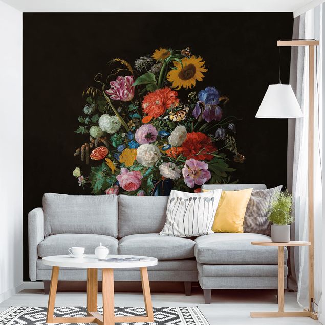 Sonnenblumen Tapete Jan Davidsz de Heem - Glasvase mit Blumen