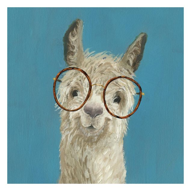 Wanddeko Esszimmer Lama mit Brille I