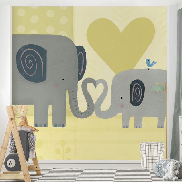 Wanddeko grau Mama und ich - Elefanten