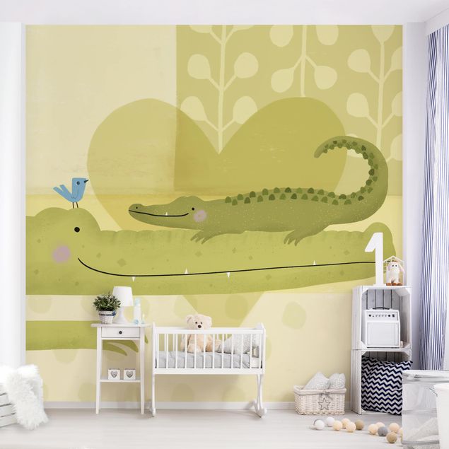 Wanddeko grün Mama und ich - Krokodile