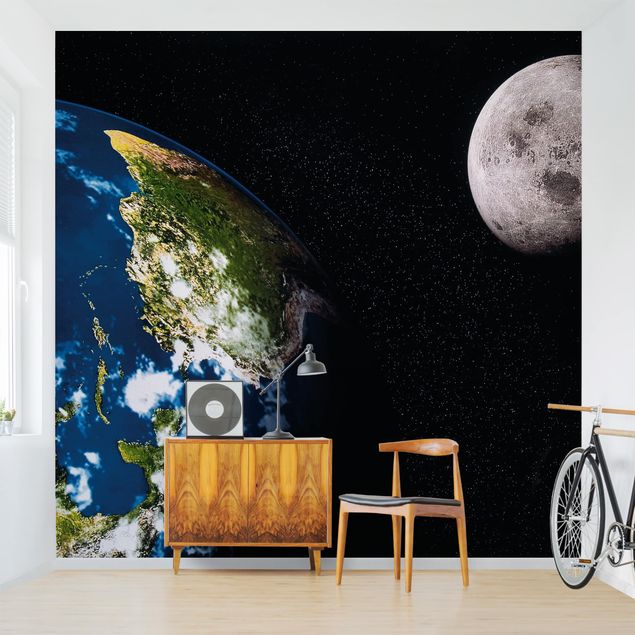 Wanddeko Büro Moon and Earth
