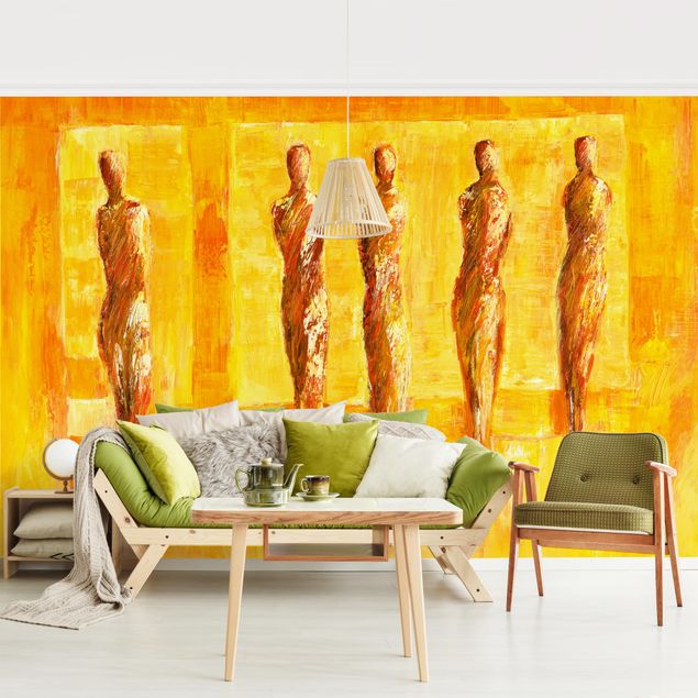 Wanddeko Wohnzimmer Petra Schüßler - Fünf Figuren in Gelb