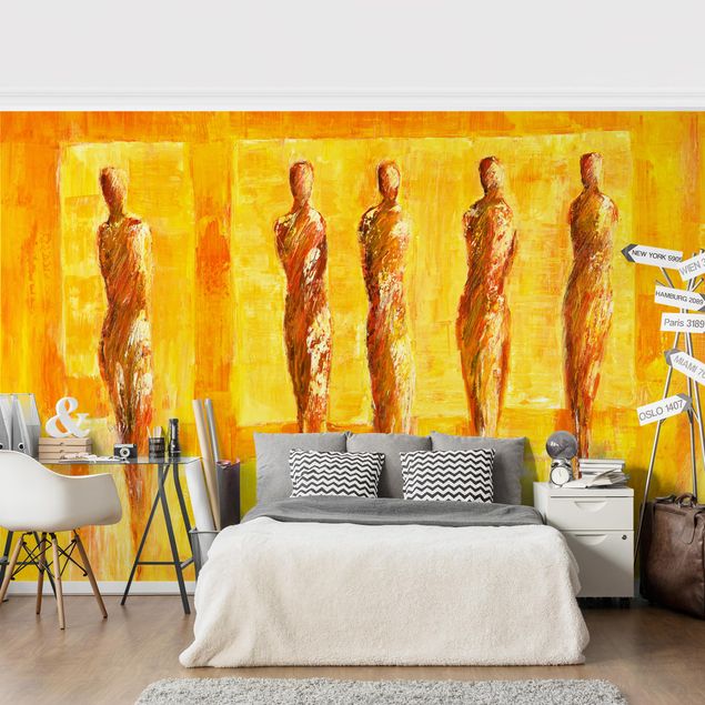 Wanddeko Schlafzimmer Petra Schüßler - Fünf Figuren in Gelb