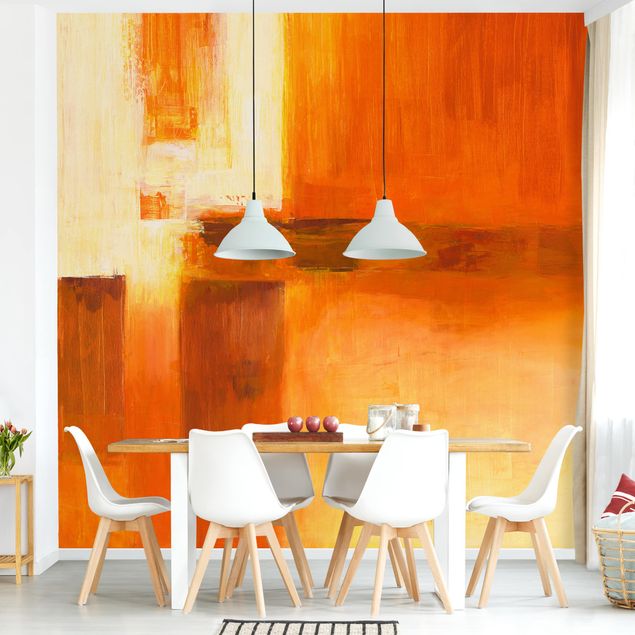 Wanddeko Wohnzimmer Petra Schüßler - Komposition in Orange und Braun 01