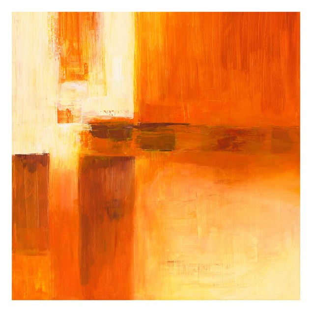Wanddeko Treppenhaus Petra Schüßler - Komposition in Orange und Braun 01