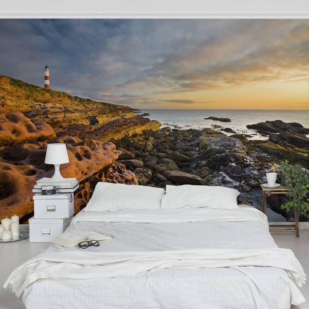 Wanddeko Wohnzimmer Tarbat Ness Meer & Leuchtturm bei Sonnenuntergang
