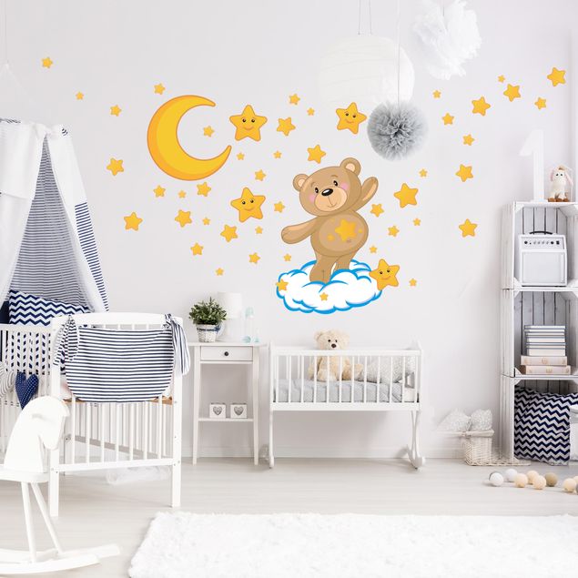 Wanddeko Babyzimmer Teddys Sternenzeit Set
