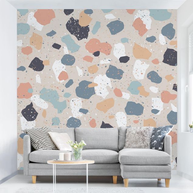 Wanddeko Wohnzimmer Terrazzo Muster