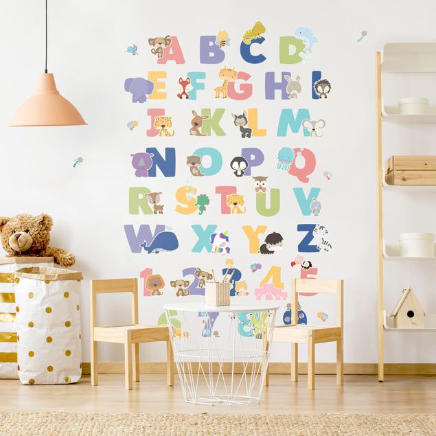 Wanddeko Babyzimmer Tier Alphabet Set