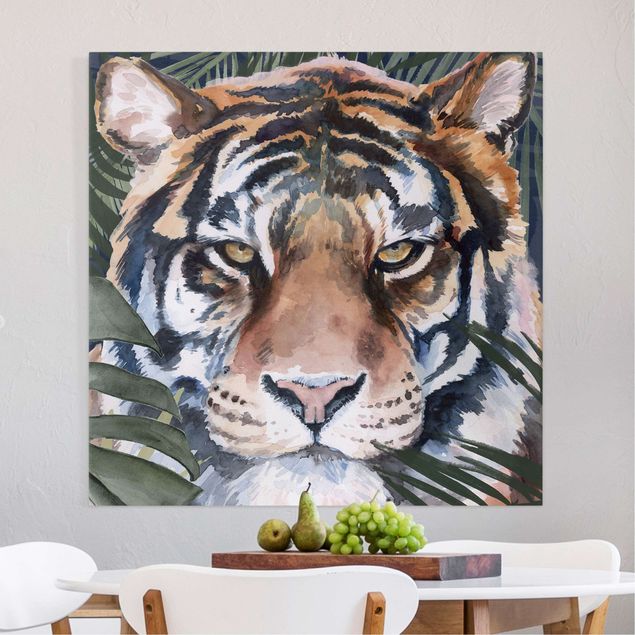 Wanddeko Wohnzimmer Tiger im Dschungel