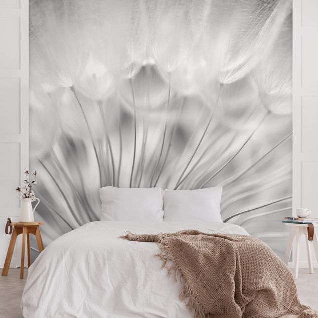 Wanddeko Wohnzimmer Traumhafte Pusteblume Schwarz-Weiß